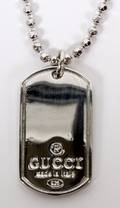 GUCCI STERLING SILVER DOG TAG NECKLACE