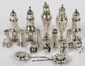 STERLING SALT  PEPPER SHAKERS 17 PIECES