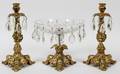 FRENCH GILT METAL  CRYSTAL CENTERPIECE SET C 1900