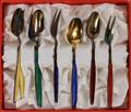 J TOSTRUP SILVER  ENAMEL OYSTER FORKS  SPOONS