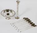 STERLING SILVER VASE COMPOTE  STRAW SPOONS