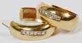 14KT YELLOW GOLD  DIAMOND HOOP EARRINGS PAIR