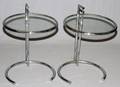EILEEN GREY CHROME AND GLASS TOP TABLES PAIR