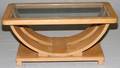 CONTEMPORARY WOOD COFFEE TABLE W INSET GLASS TOP