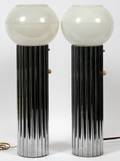 ART DECO STYLE CHROME  GLASS LAMPS PAIR