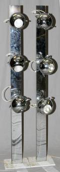 ITALIAN MODERN CHROME MAGNETIC FLOOR LAMPS PAIR