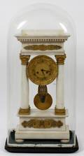 FRENCH EMPIRE MARBLE AND GILT BRONZE PORTICO CLOCK