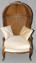 LOUIS XV STYLE OAKCANE PORTERS CHAIR EARLY 20TH C