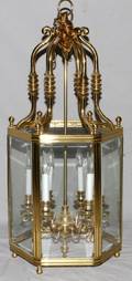 SIXLIGHT BRASS CARRIAGE STYLE HANGING LAMP