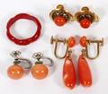 14KT YELLOW GOLD  CORAL EARCLIPS C 19201940