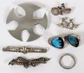STERLING BROOCHES  EARCLIPS TEN PIECES