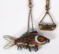 ENAMELED FISH PENDANT  PENDANT HUNG ON WATCH FOB