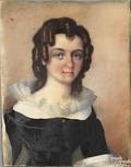 Miniature watercolor on ivory waist length portrait of a young girl 19th c