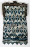 MANDALIAN MFG CO ENAMELED MESH SILVER EVENING BAG
