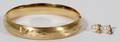 14KT GOLD BANGLE BRACELET  PEARL EARRINGS