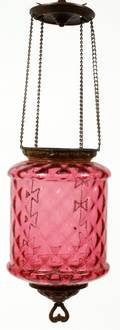 VICTORIAN CRANBERRY GLASS HANGING LAMP LATE 19TH C