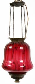 VICTORIAN CRANBERRY GLASS HANGING LAMP LATE 19TH C