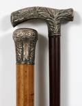 SILVER CAP WALKING STICKS C 1900 2 PIECES