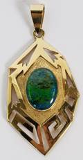 14KT YELLOW GOLD  FIRE OPAL DOUBLET PENDANT
