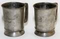 ENGLISH ANTIQUE PEWTER PINT MUGS C 1800 TWO