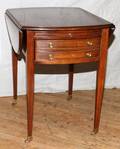 HEPPLEWHITE STYLE MAHOGANY DROP LEAF END TABLE