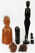 AFRICAN WOOD FIGURAL  MASK CARVINGS SIX
