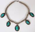 SOUTHWEST SILVER  TURQUOISE PENDANT NECKLACE