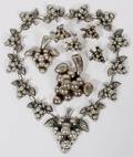 MEXICAN STERLING GRAPE BUNCH NECKLACE BROOCHES 