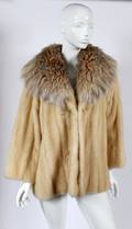 BONWIT TELLER WHITE MINK JACKET FOX COLLAR