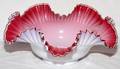 VICTORIAN RUFFLED PINK TO WHITE GLASS OPEN BOWL