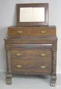 Empire mahogany dresser with mirror