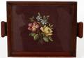 MAHOGANY  NEEDLEPOINT TRAY
