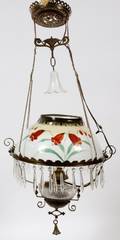 VICTORIAN HANGING OIL LAMP LATE 19TH C