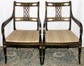 FEDERAL PAINTED BLACK ARMCHAIRS EARLY 19TH C PAIR