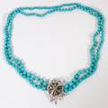 4575MM NATURAL TURQUOISE  DIAMOND NECKLACE