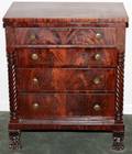 AMERICAN EMPIRE MAHOGANY CHEST OF 4 DRAWERS C 1840