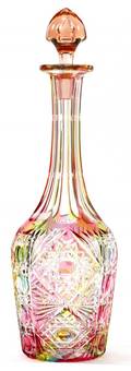 RARE BRILLIANT CUT RAINBOW GLASS DECANTER C 1900