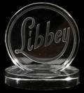 LIBBEY ENGRAVED GLASS PLAQUE ON STAND C 1933