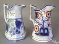 Two Gaudy ironstone paneled pitchers