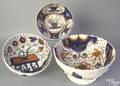 Three Gaudy Welsh molded footed bowls 19th c