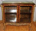 FRENCH STYLE WALNUT COMMODE  VITRINE ONYX TOP