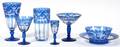 GERMAN BLUE OVERLAY STEMWARE C 1920 69 PIECES