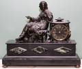 CLASSICAL FIGURAL SPELTER SCULPTURE MANTLE CLOCK