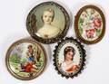 FRENCH LIMOGES HAND PAINTED BROOCHES 4 PCS