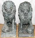 BRONZE LION SCULPTURES PAIR