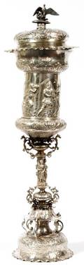 GERMAN SILVER PRESENTATION COVERED CUP 19TH C