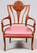 ART NOUVEAU CARVED SATINWOOD CHAIR C 1900