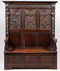 ANTIQUE ENGLISH JACOBEAN STYLE HALL BENCH