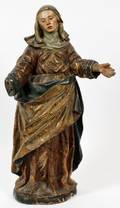 SPANISH CARVED WOOD  POLYCHROME SANTOS FIGURE