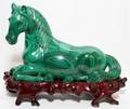 CHINESE CARVED MALACHITE RECUMBENT HORSE